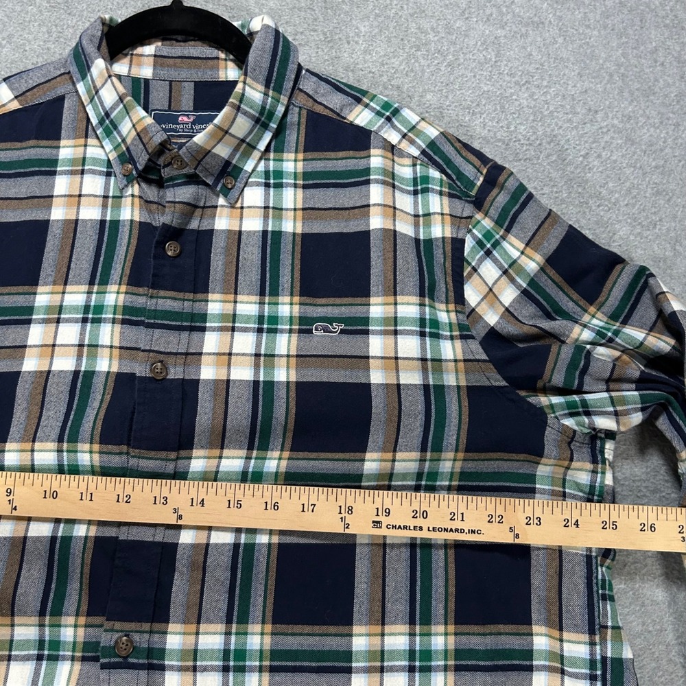 Vineyard Vines Classic Fit Whale Shirt Mens XL Navy Plaid Preppy Coastal - Picture 5 of 10